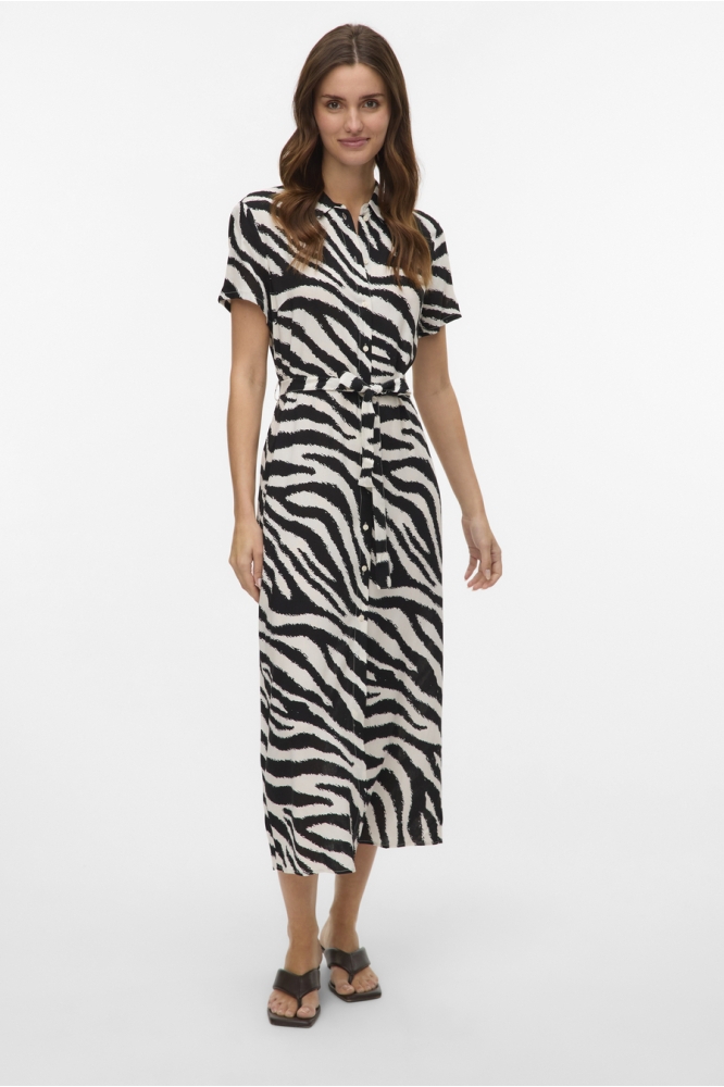 VMEASY JOY S/S LONG SHIRT DRESS WVN 10297365 BIRCH/ZEBRA